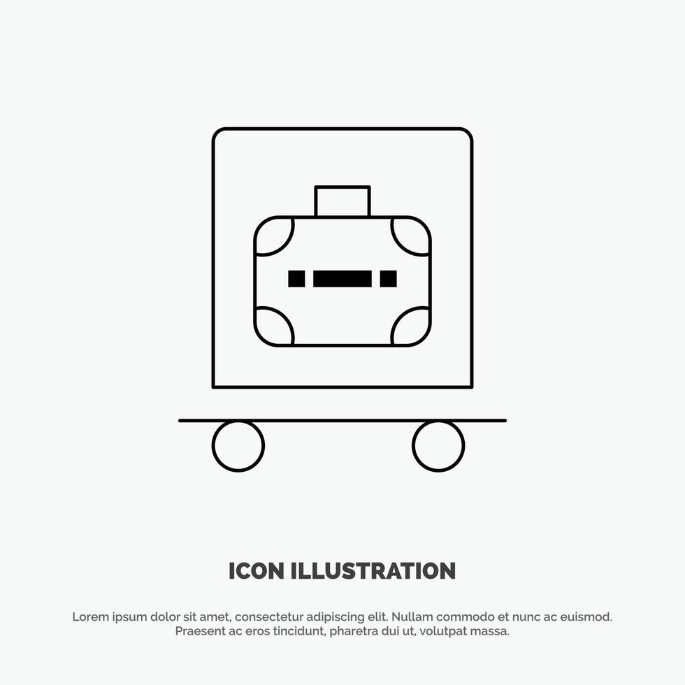 Hotel Luggage Trolley Bag Vector Line Icon