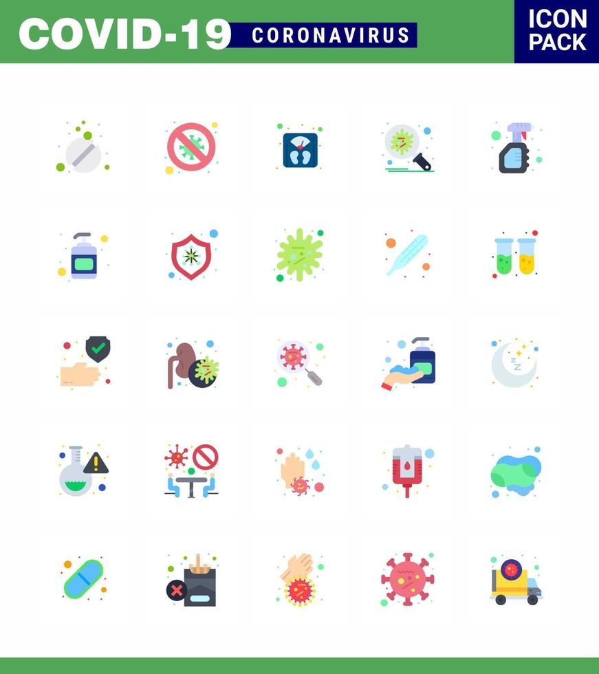 25 Coronavirus Emergency Iconset Blue Design such as security corona scientist bacteria weight viral coronavirus 2019nov disease Vector Design Elements