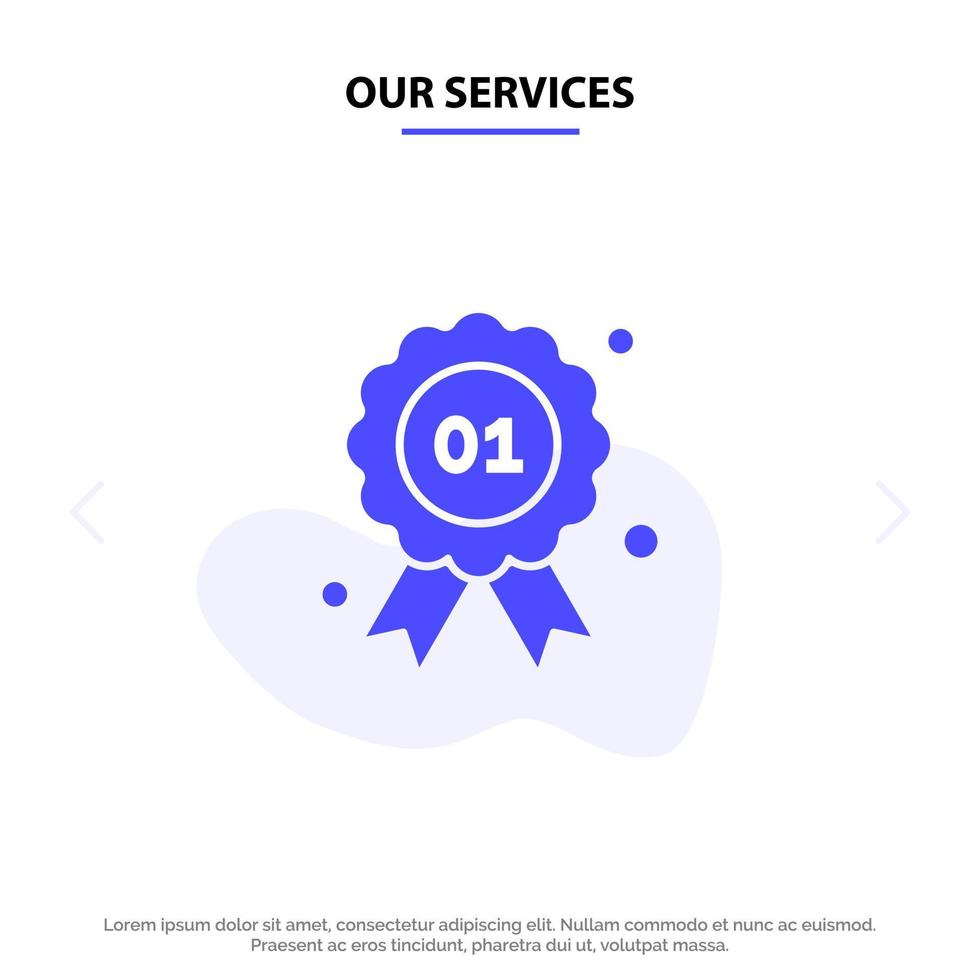 plantilla de tarjeta web de icono de glifo sólido de canadá de calidad de insignia de premio de nuestros servicios vector