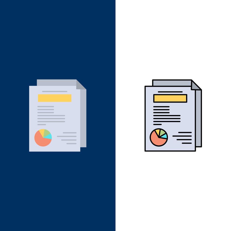 Page Layout Report Presentation  Icons Flat and Line Filled Icon Set Vector Blue Background