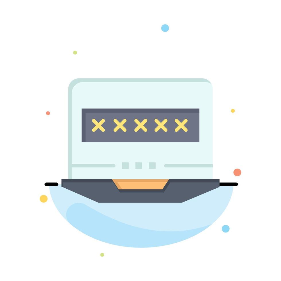Laptop Computer Lock Security Abstract Flat Color Icon Template vector