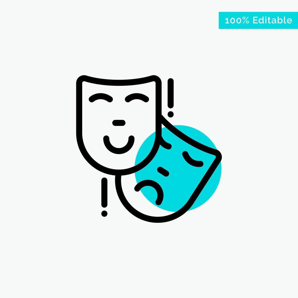 Acting Masks Persona Theater turquoise highlight circle point Vector icon