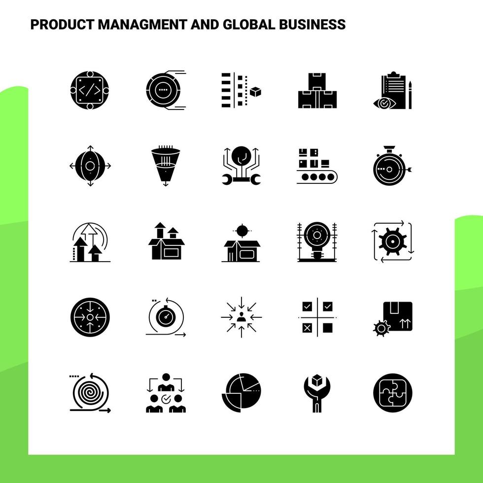 25 Product Managment And Global Business Icon set. Solid Glyph Icon Vector Illustration Template For Web and Mobile. Ideas for business company.