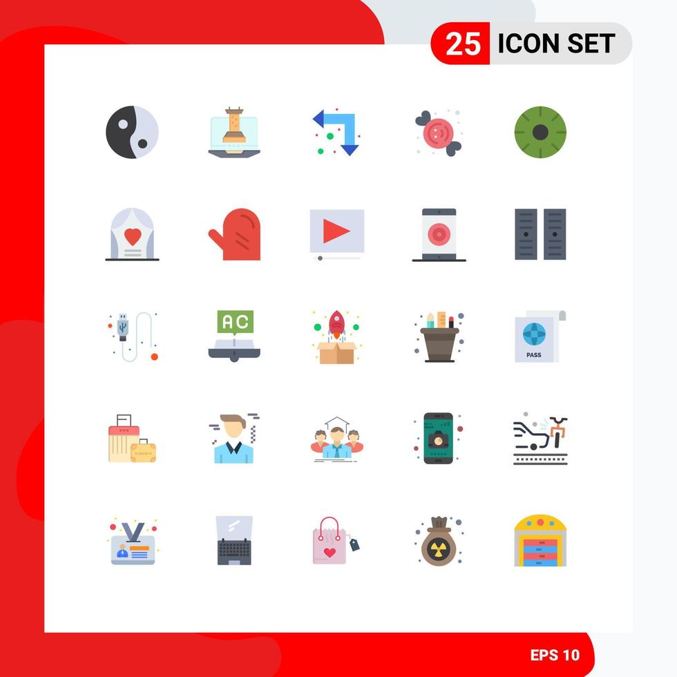 Group of 25 Modern Flat Colors Set for fruits fresh up left food food Editable Vector Design Elements