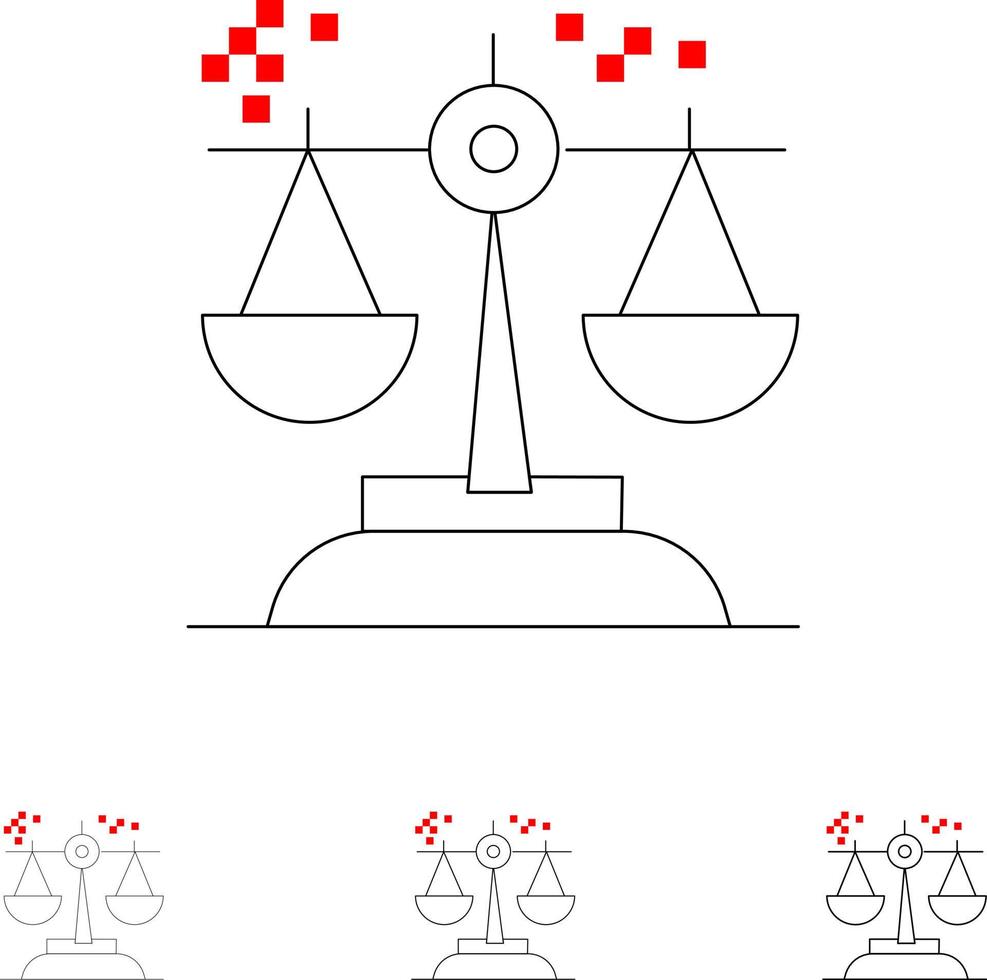 Choice Conclusion Court Judgment Law Bold and thin black line icon set vector