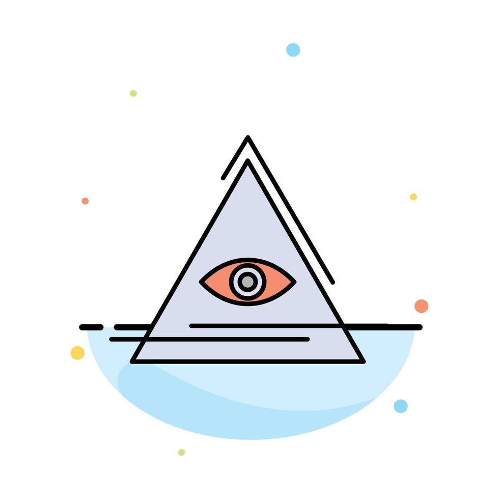 plantilla de icono de color plano abstracto de triángulo de pirámide de ojo illuminati vector