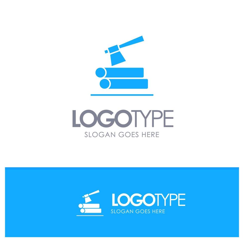 Ax Log Timber Wood Blue Solid Logo with place for tagline vector