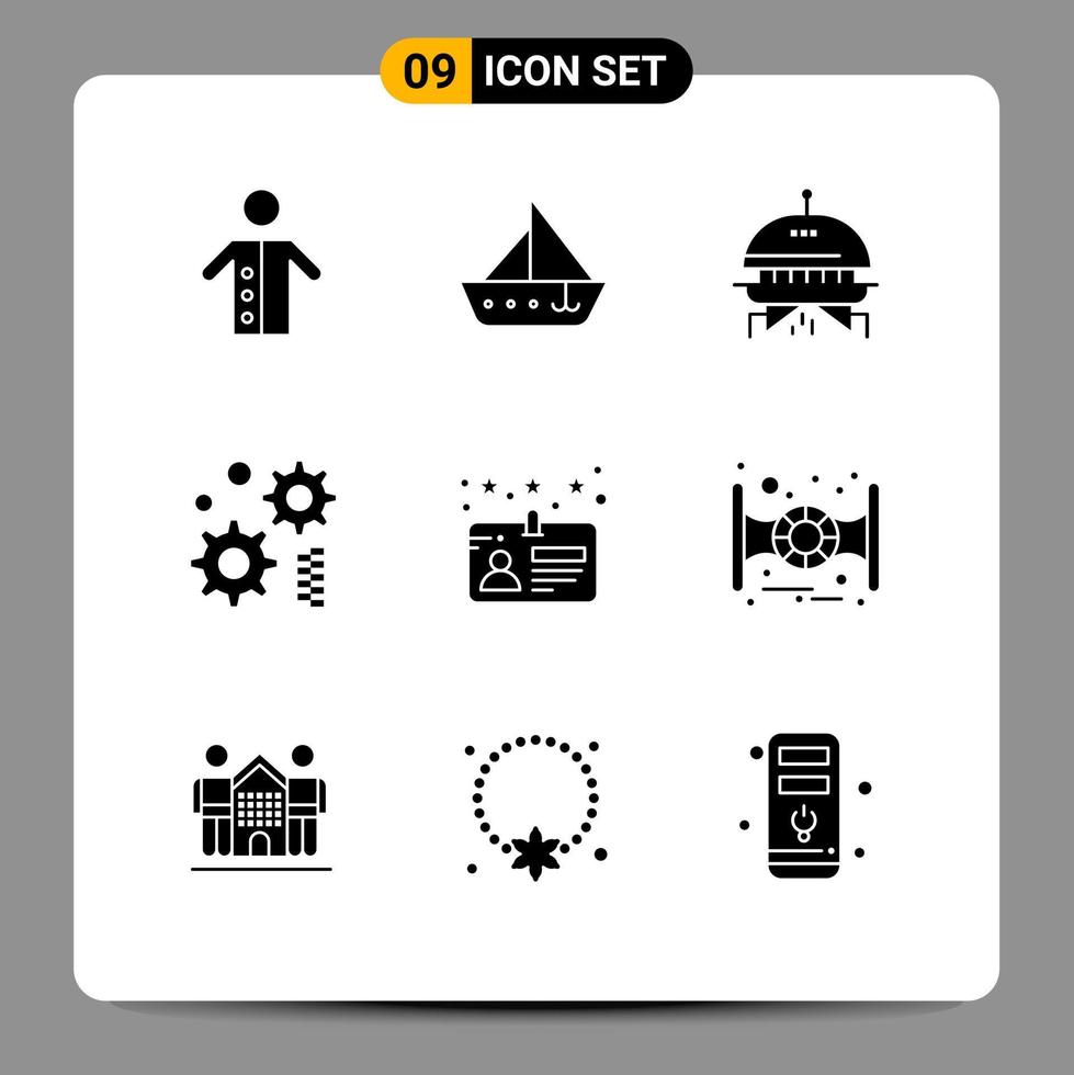 Stock Vector Icon Pack of 9 Line Signs and Symbols for driver gear vehicles engineering ufo Editable Vector Design Elements