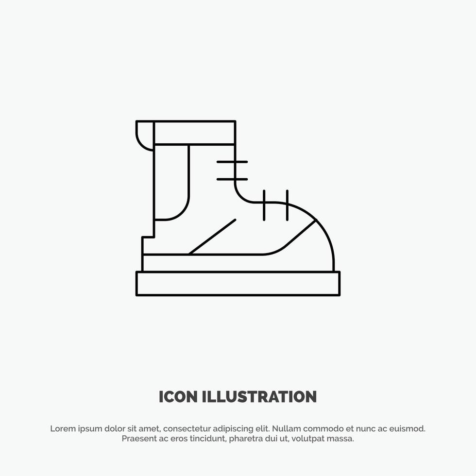 Boots Hiker Hiking Track Boot Vector Line Icon