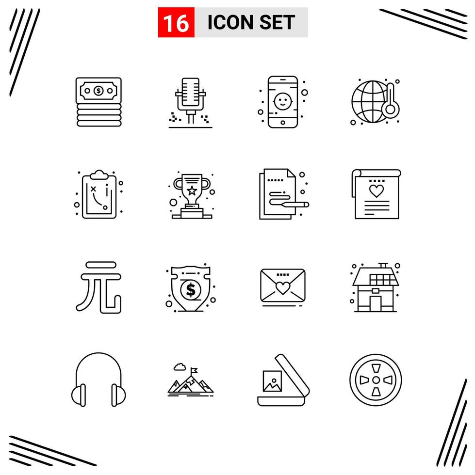 16 Icons Line Style Grid Based Creative Outline Symbols for Website Design Simple Line Icon Signs Isolated on White Background 16 Icon Set vector