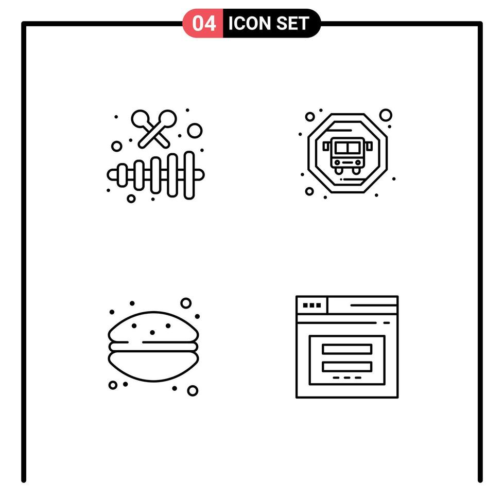 4 iconos creativos signos y símbolos modernos de instrumento macarrones pastel de fiesta elementos de diseño vectorial editables seguros vector