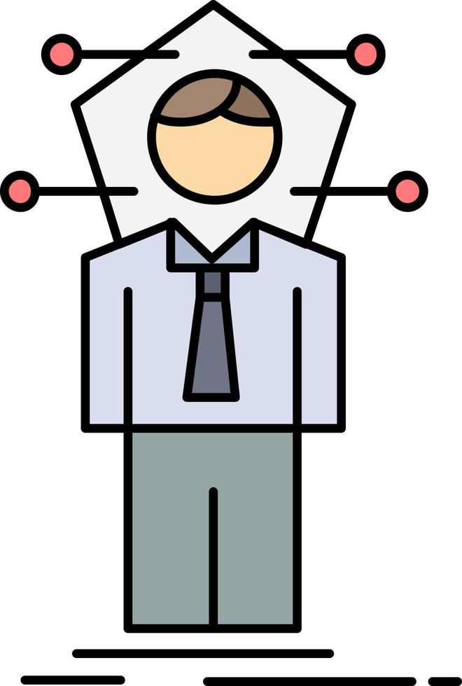 Business connection human network solution Flat Color Icon Vector