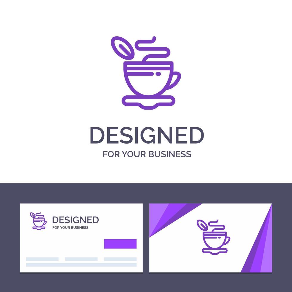 Creative Business Card and Logo template Tea Cup Hot Coffee Vector Illustration