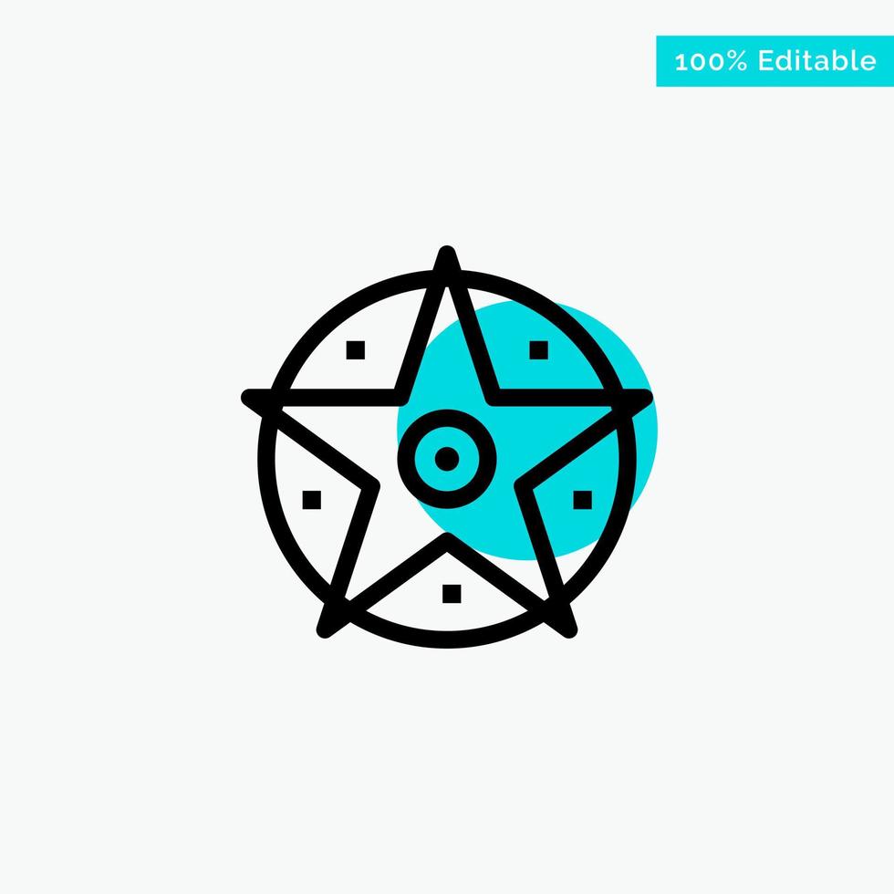 Pentacle Satanic Project Star turquoise highlight circle point Vector icon