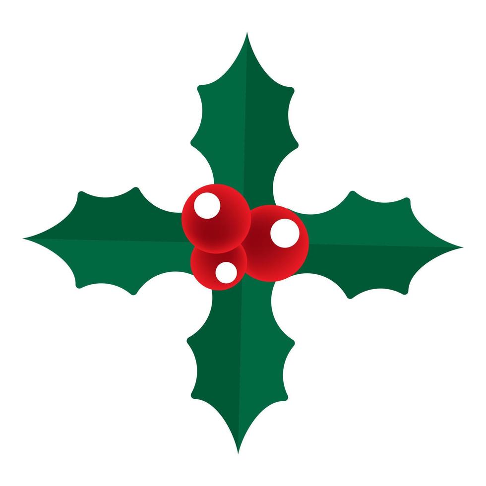 icono de vector de bayas de acebo. ilustración de símbolo de feliz navidad aislado en blanco. bayas de muérdago rojo con hojas verdes.