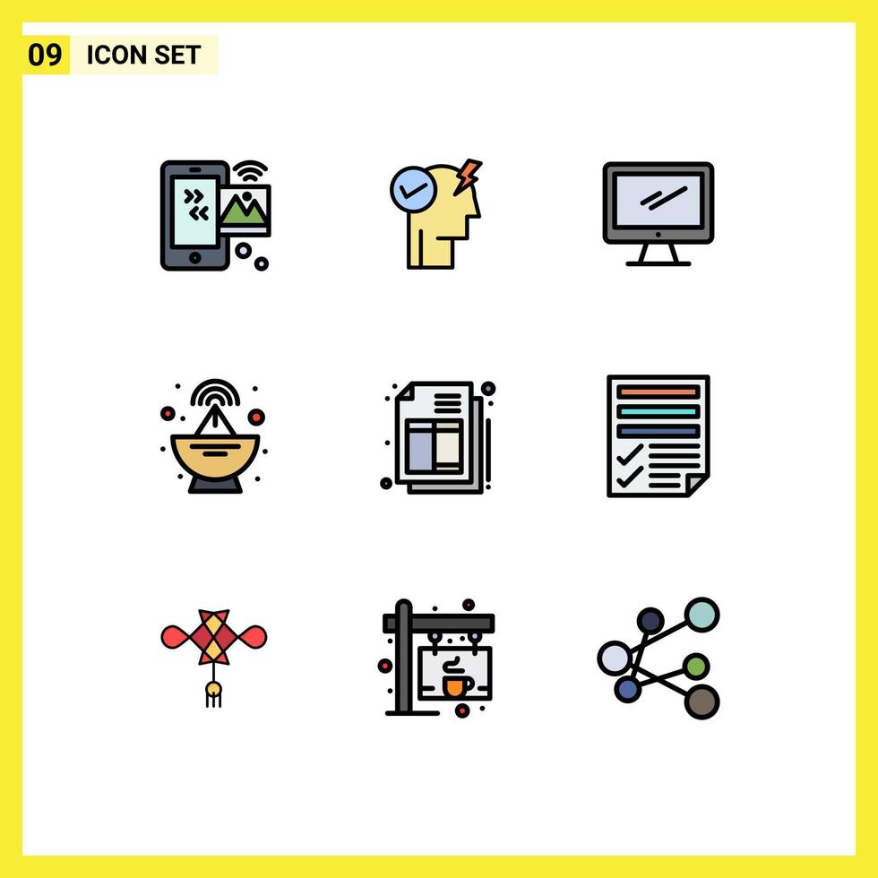 9 Creative Icons Modern Signs and Symbols of bill radar power mode activate antenna imac Editable Vector Design Elements