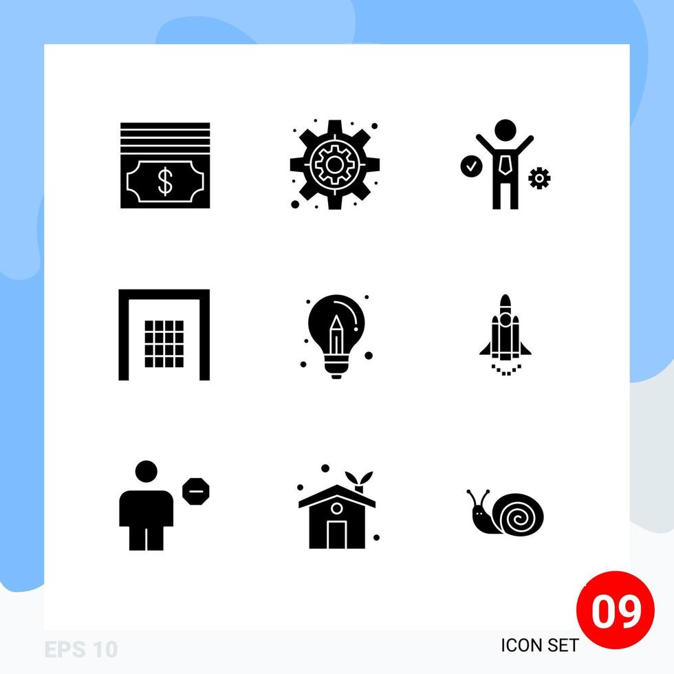 Stock Vector Icon Pack of 9 Line Signs and Symbols for idea creative process business sport Editable Vector Design Elements