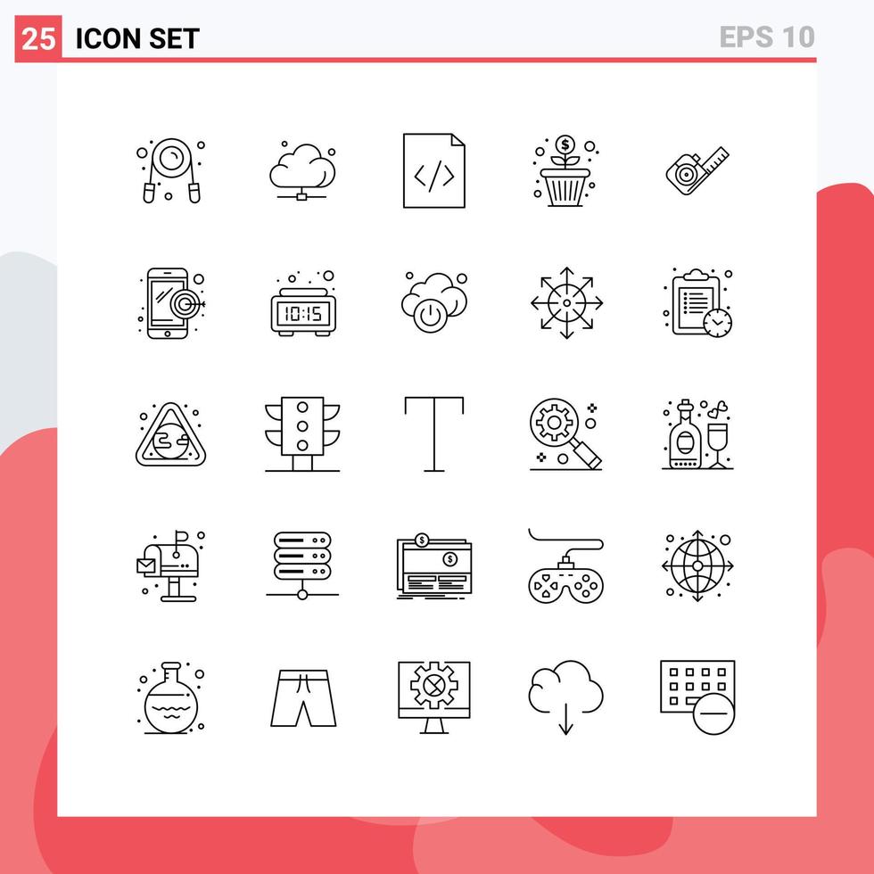 25 Creative Icons Modern Signs and Symbols of measuring money growth technology money flower Editable Vector Design Elements
