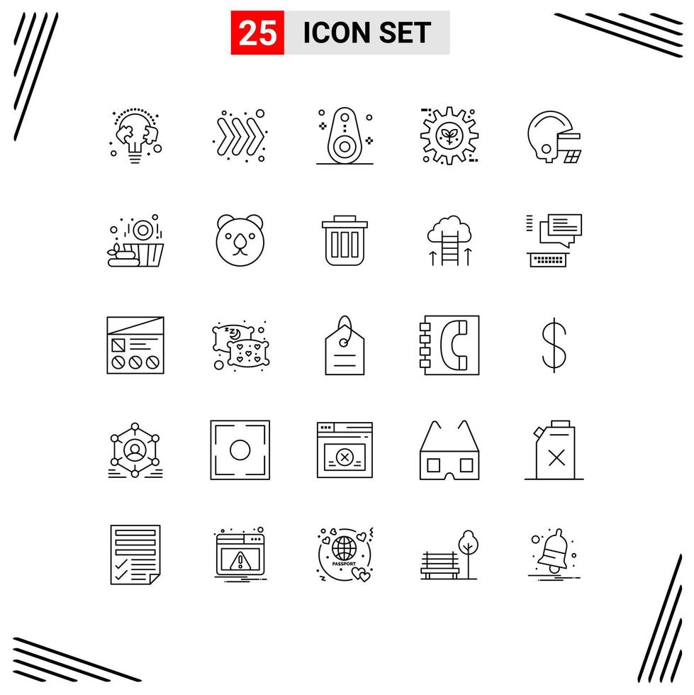 Stock Vector Icon Pack of 25 Line Signs and Symbols for american preference bluetooth gear eco Editable Vector Design Elements