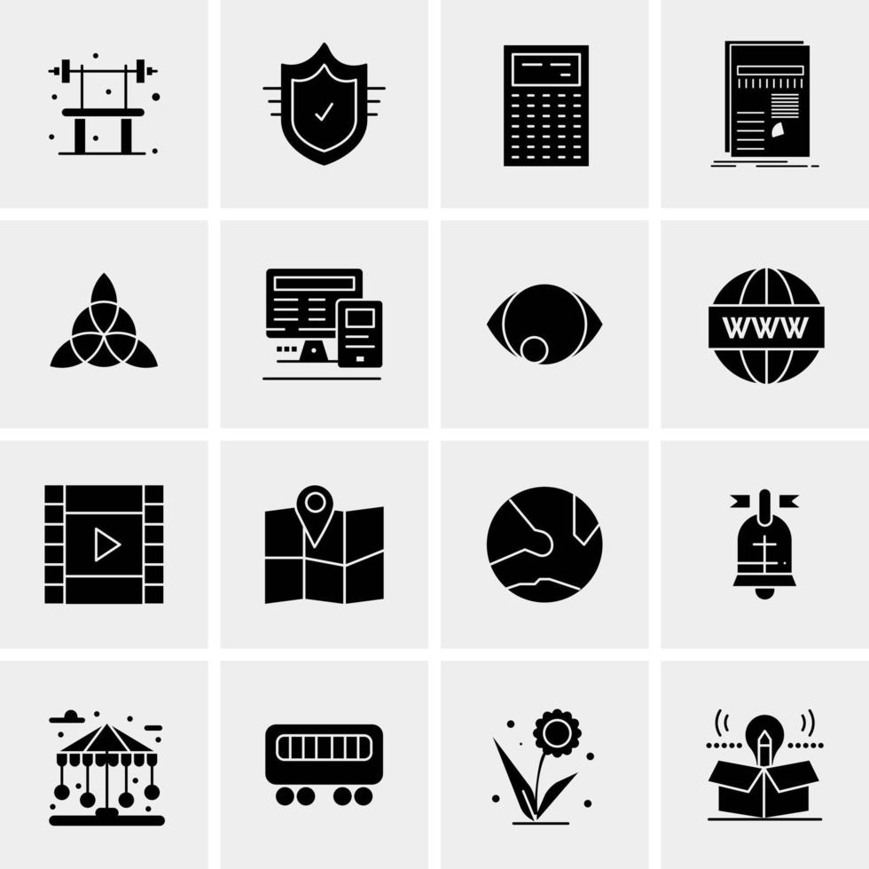 16 iconos de negocios universales vector ilustración de icono creativo para usar en proyectos relacionados con la web y dispositivos móviles