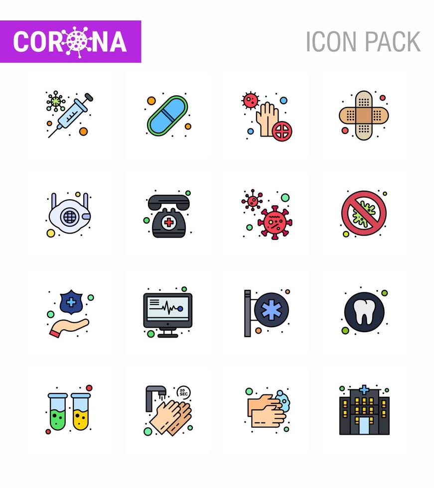 Simple Set of Covid19 Protection Blue 25 icon pack icon included mask injury covid bandage bacteria viral coronavirus 2019nov disease Vector Design Elements