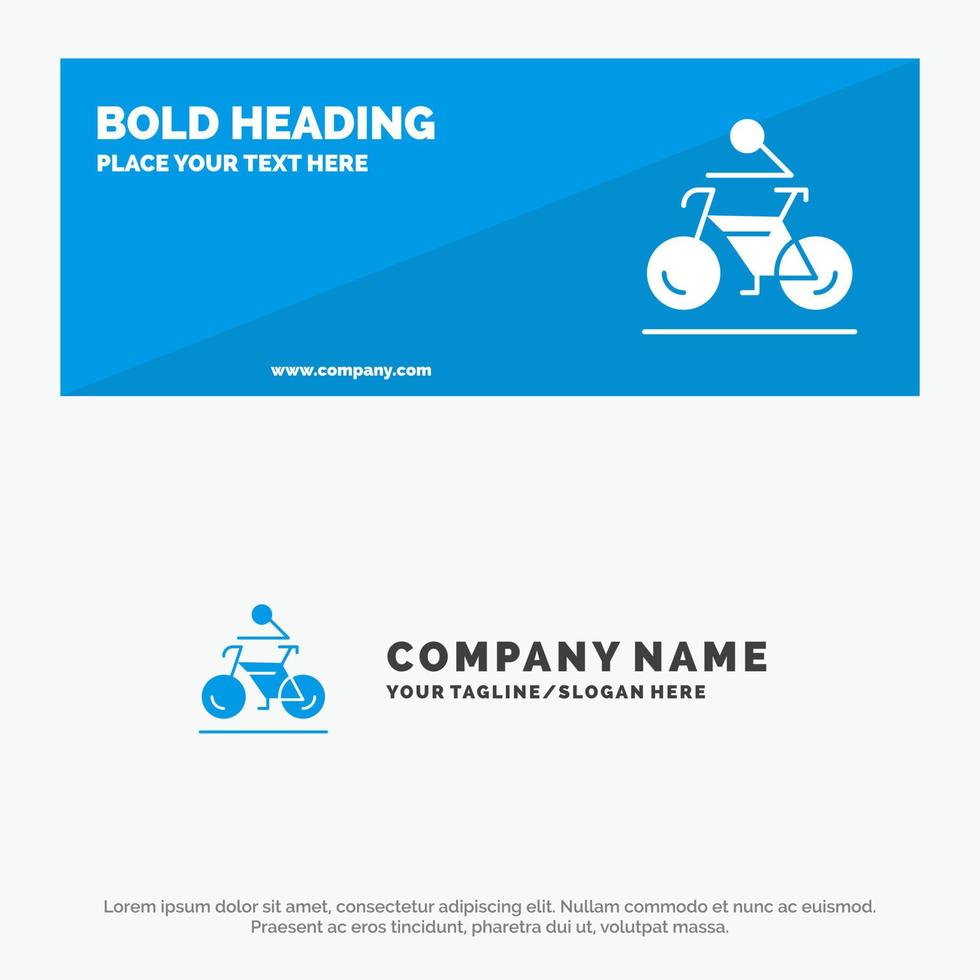 actividad bicicleta bicicleta ciclismo ciclismo icono sólido sitio web banner y plantilla de logotipo de empresa vector