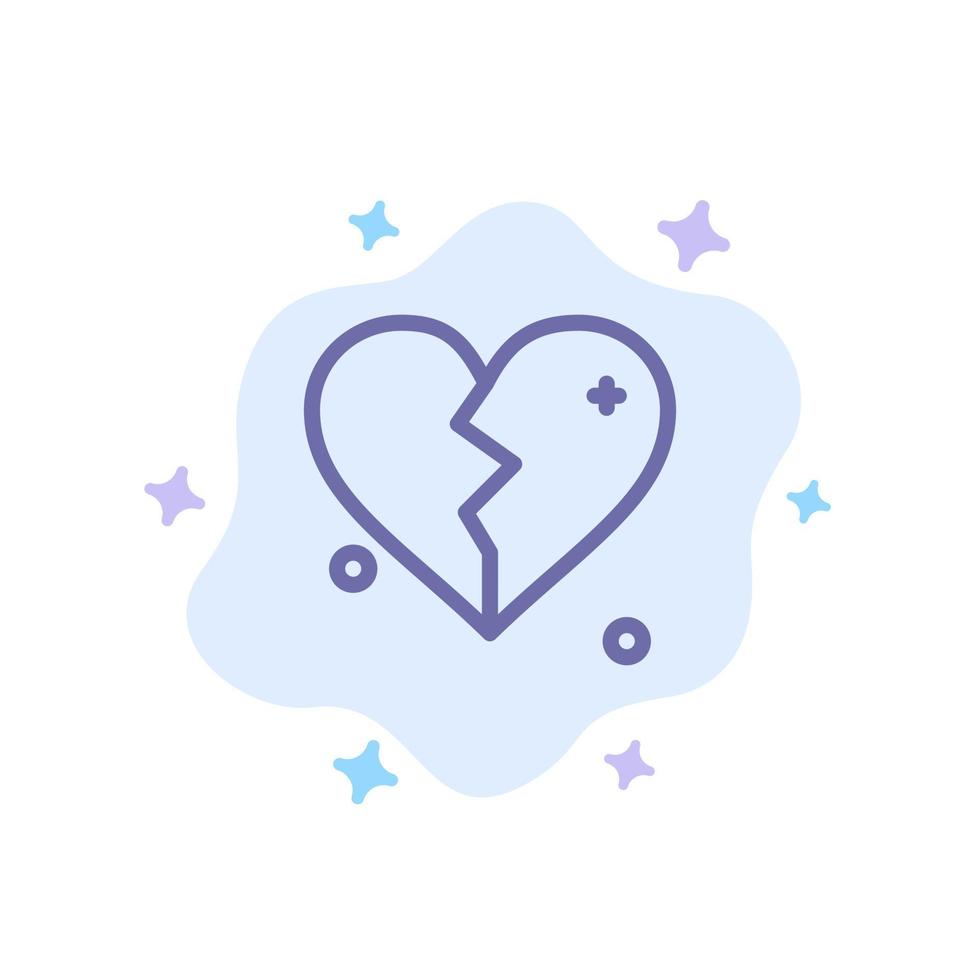 Broken Love Heart Wedding Blue Icon on Abstract Cloud Background vector