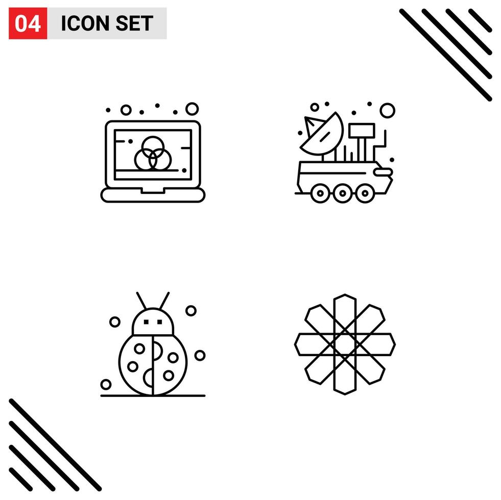 4 Universal Filledline Flat Colors Set for Web and Mobile Applications color autumn screen science bug Editable Vector Design Elements