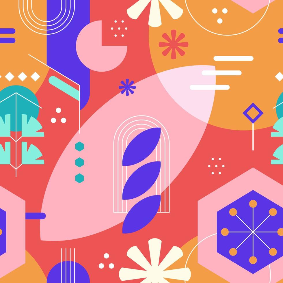 Flat geometric seamless pattern concept vector