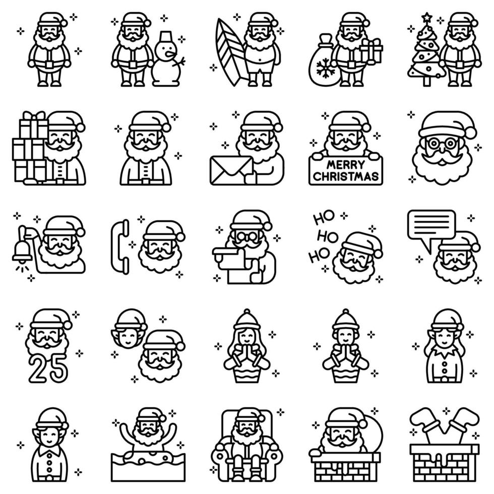 Santa Claus related vector icon set