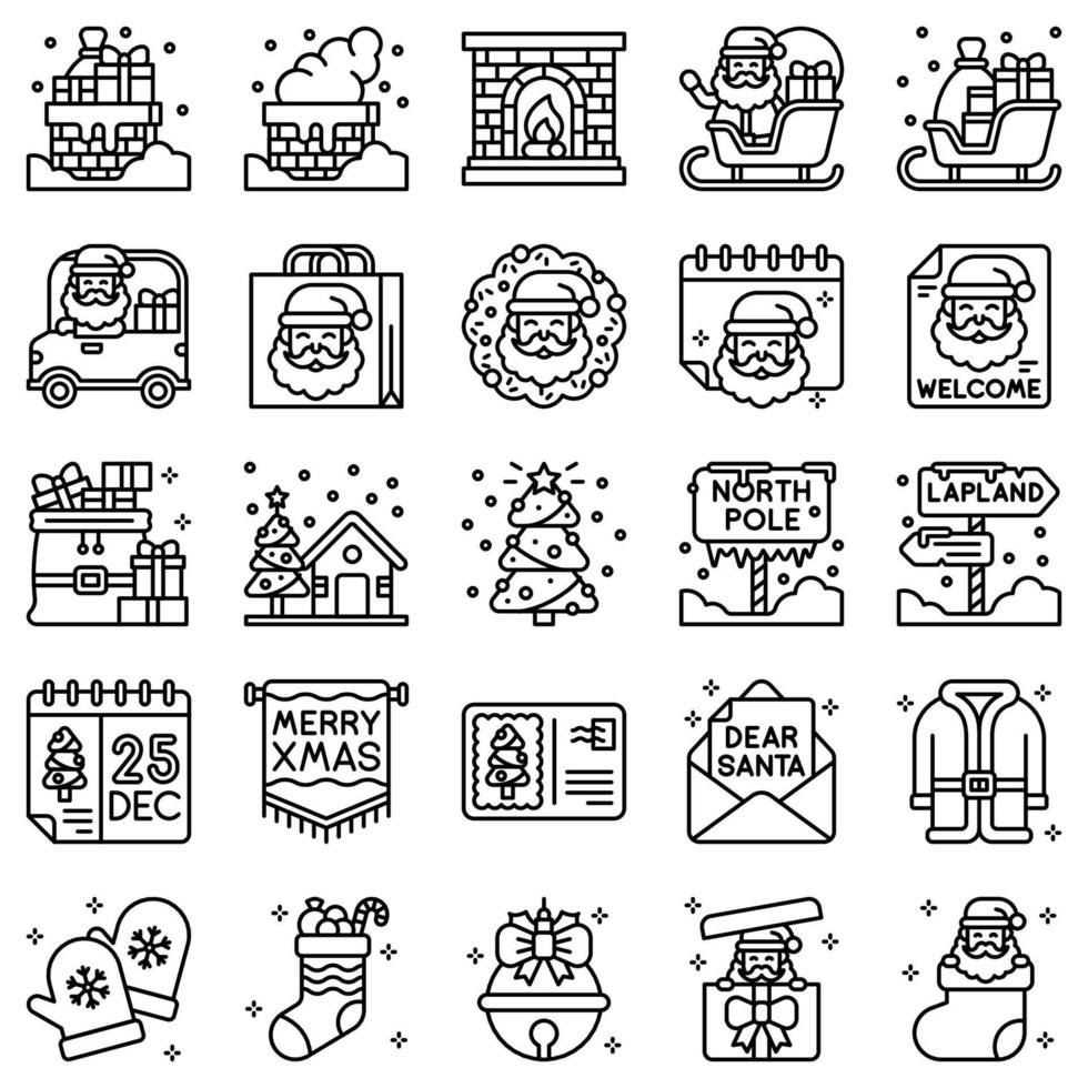 conjunto de iconos vectoriales relacionados con santa claus 2 vector