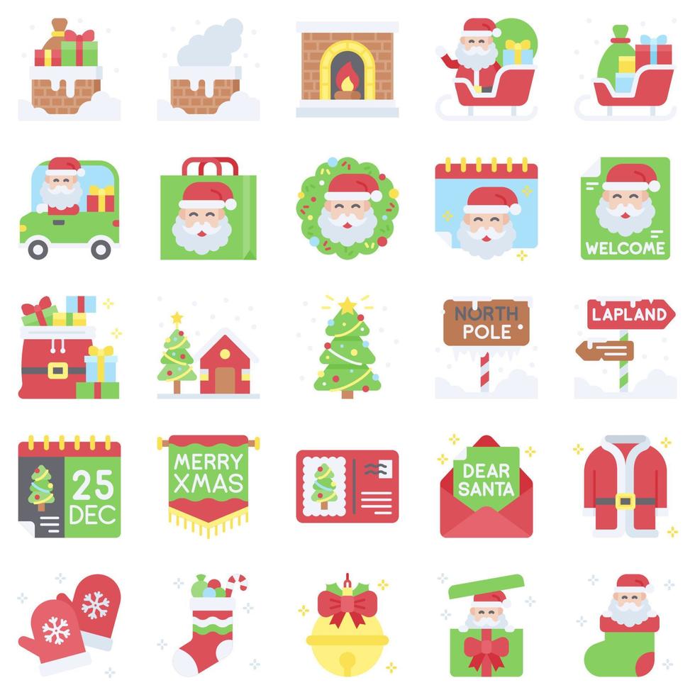 Santa Claus related vector icon set 2