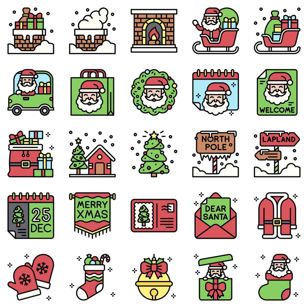 conjunto de iconos vectoriales relacionados con santa claus 2 vector