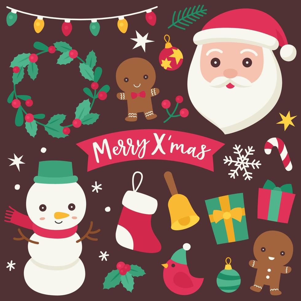 Christmas elements and icons collection vector