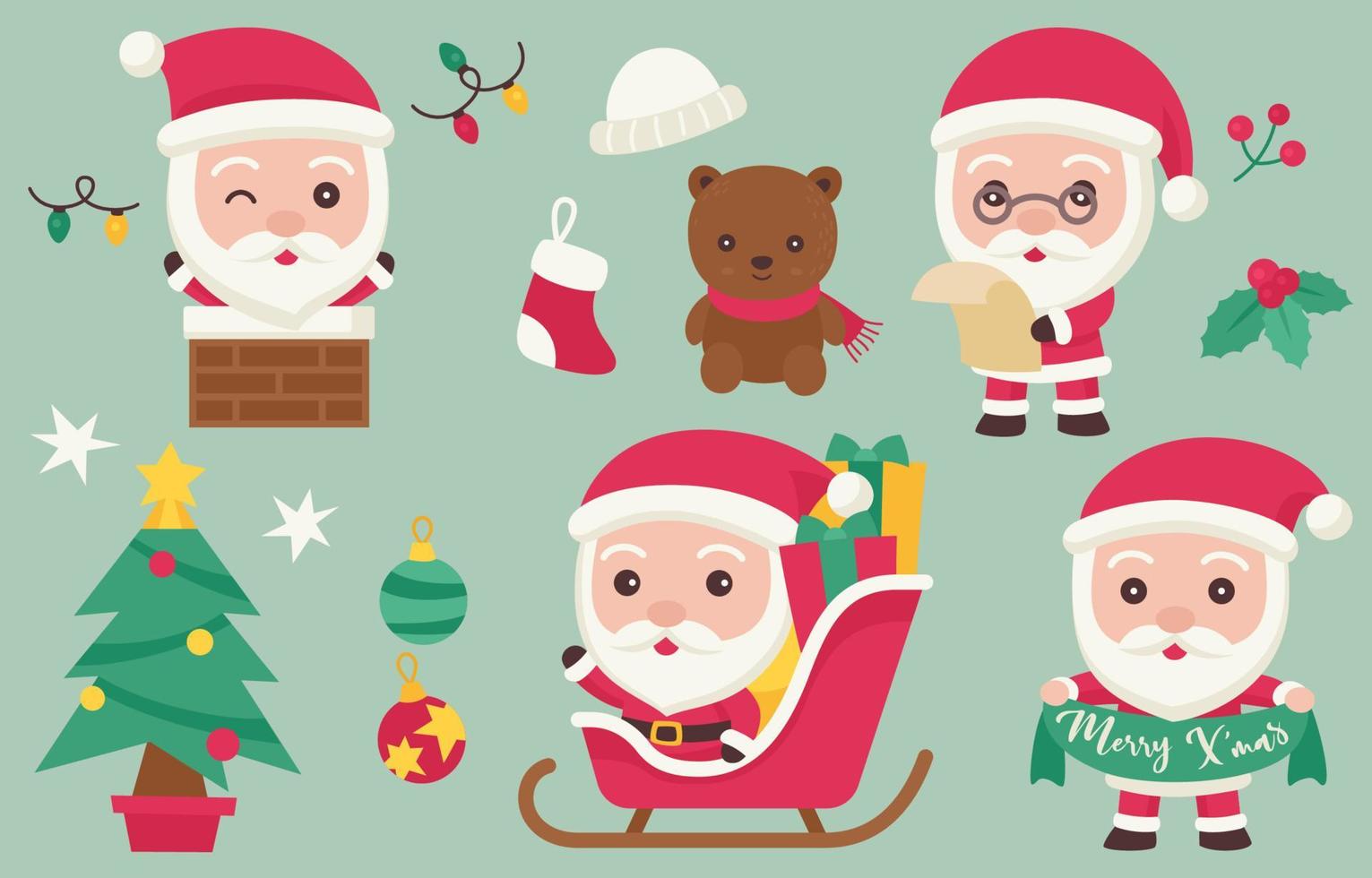 Santa claus character doodle in Christmas theme vector