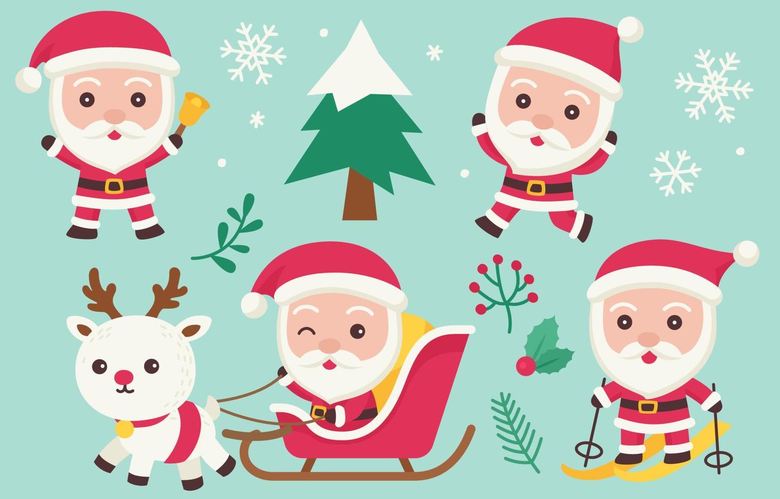 Santa claus character doodle in winter theme vector