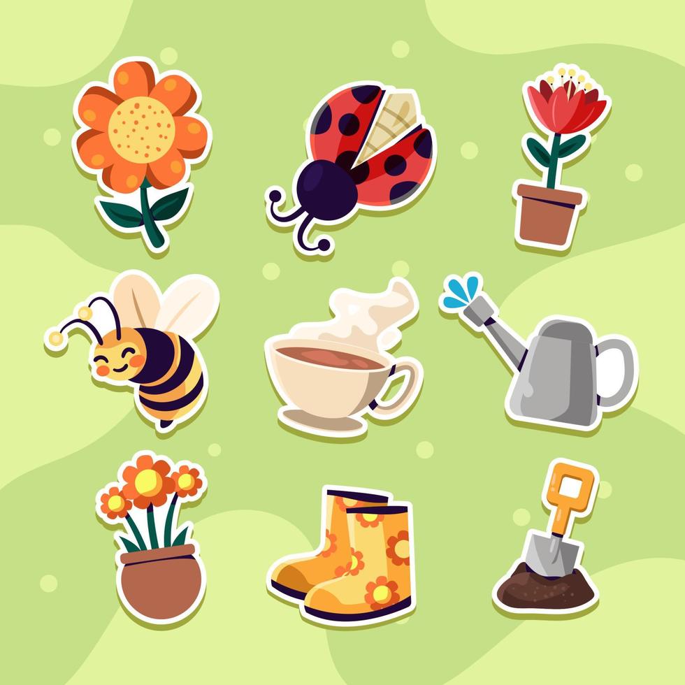 Cute Colorful Spring Sticker Pack vector