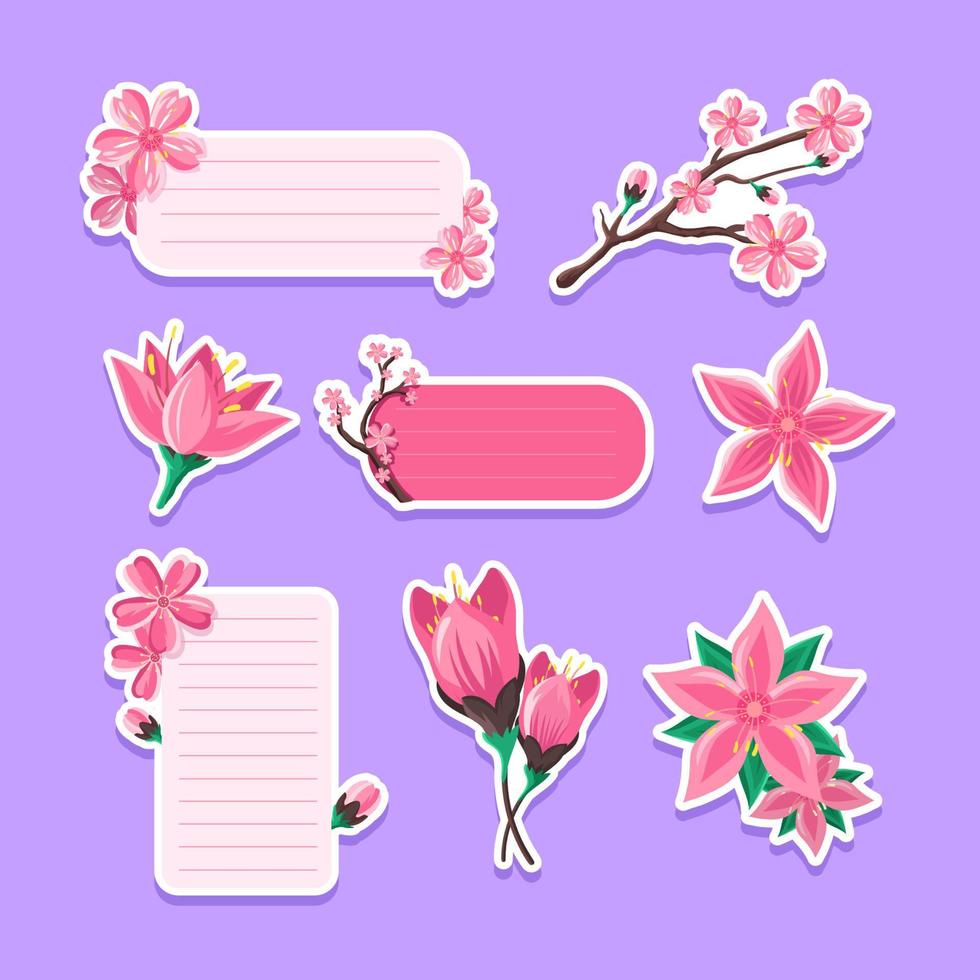 Lovely Peach Blossom Journal Sticker Templates vector