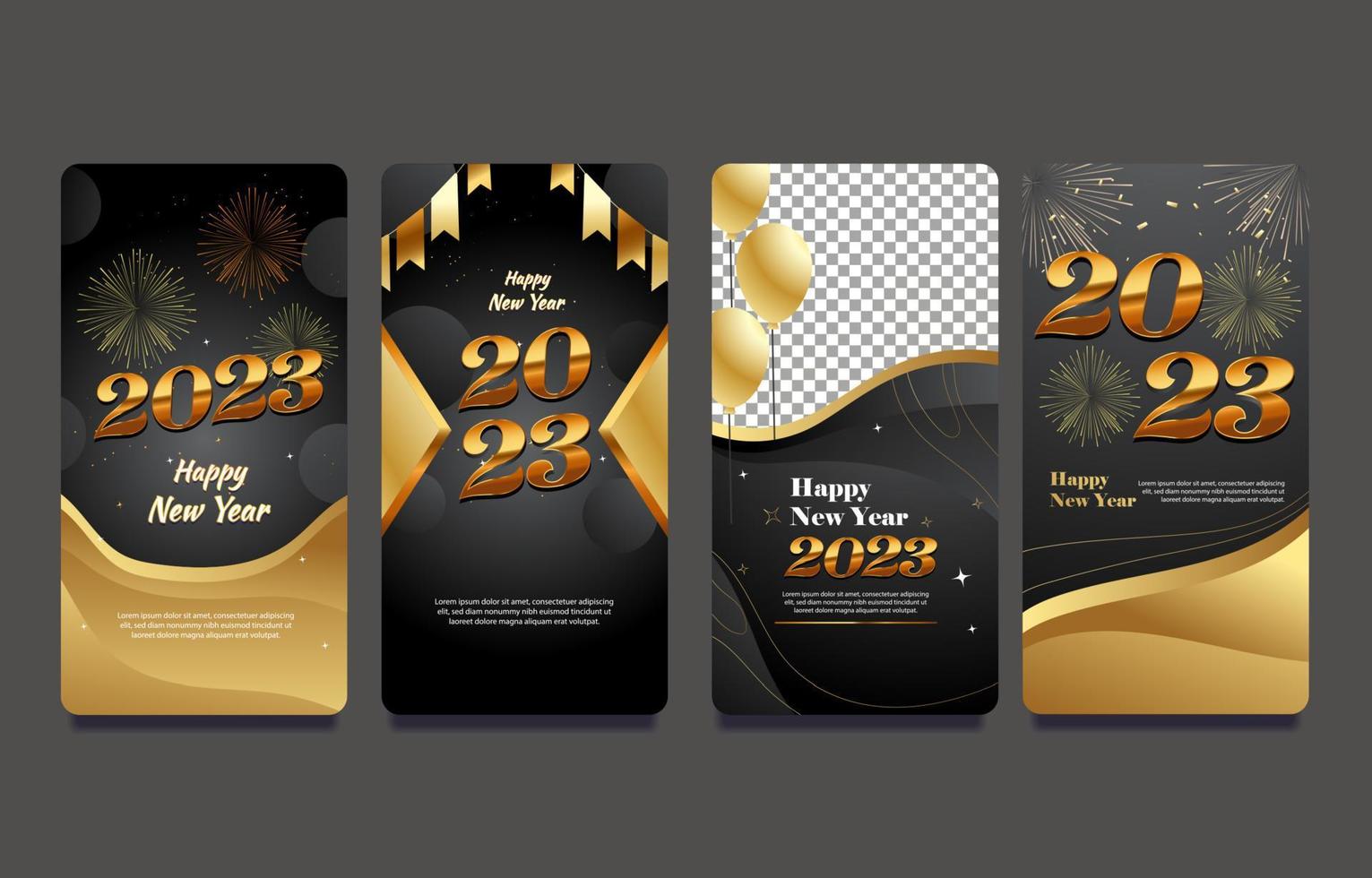 New Year Luxury Social Media Poster vector