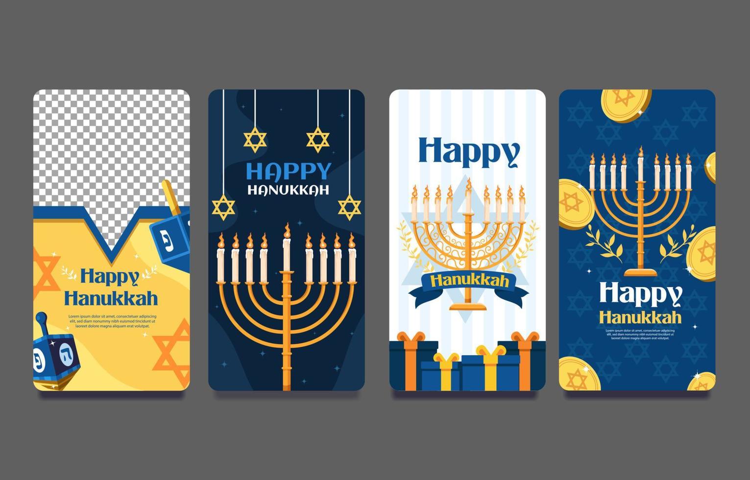 Happy Hanukkah Festivity Social Media Poster vector