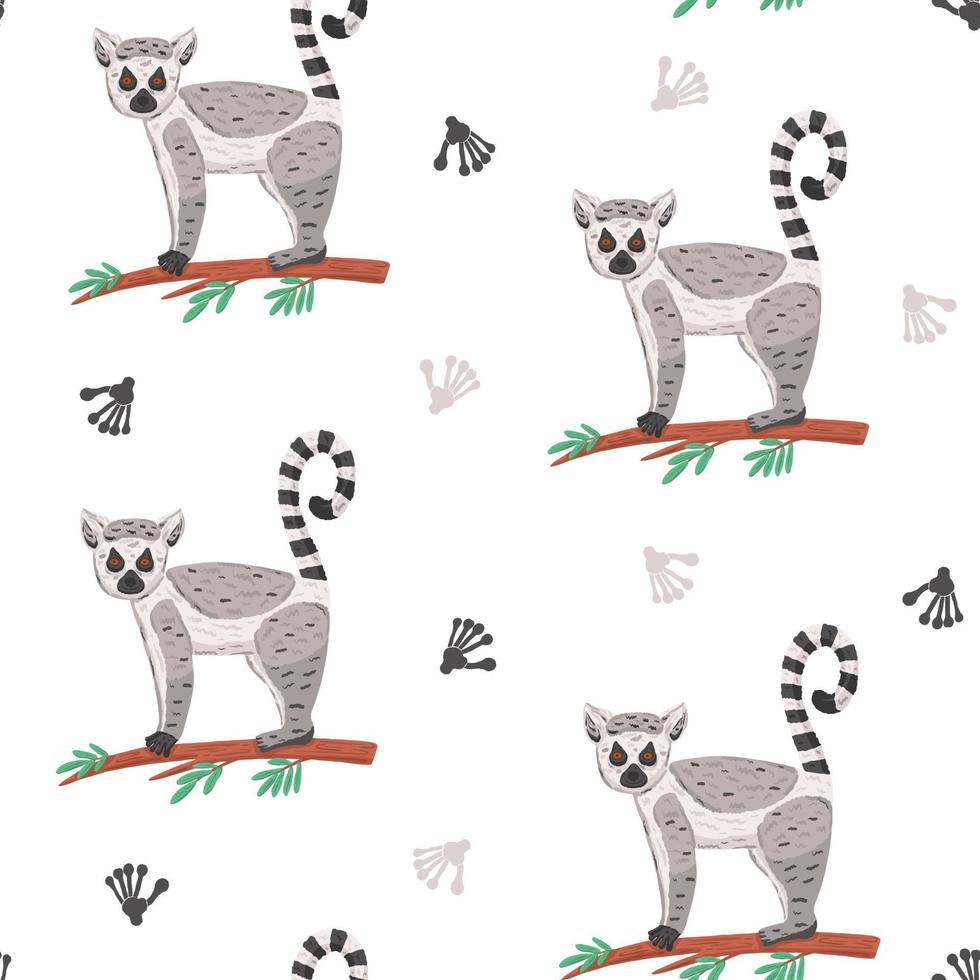 Lemur seamless pattern vector