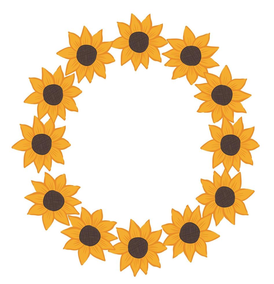 marco de círculo de girasol vector