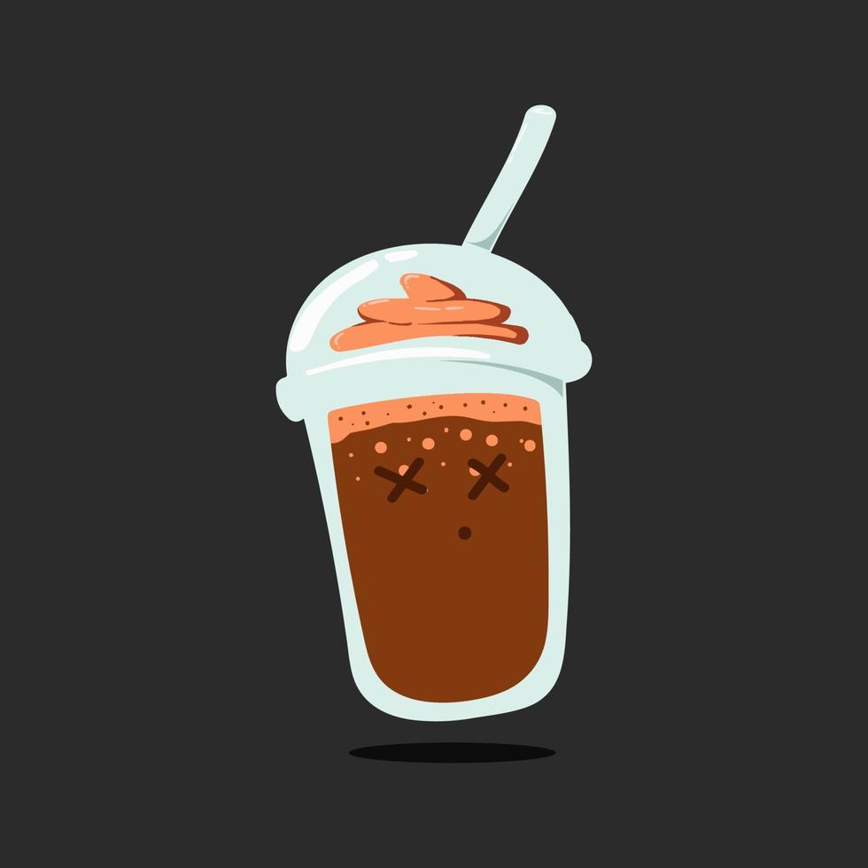 x eyes dizzy unconscious chocolate cup drink smiley emoji emoticon vector