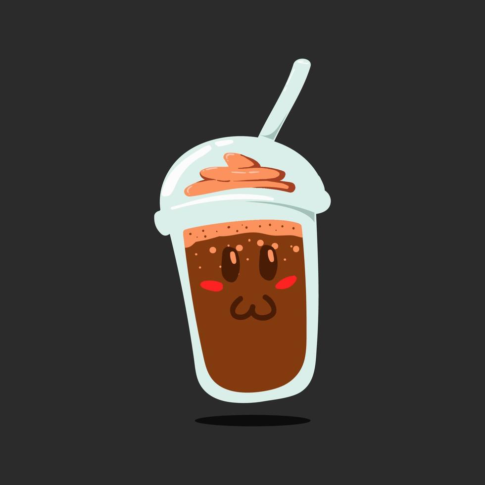 Cute cat face chocolate cup drink smiley emoji emoticon vector