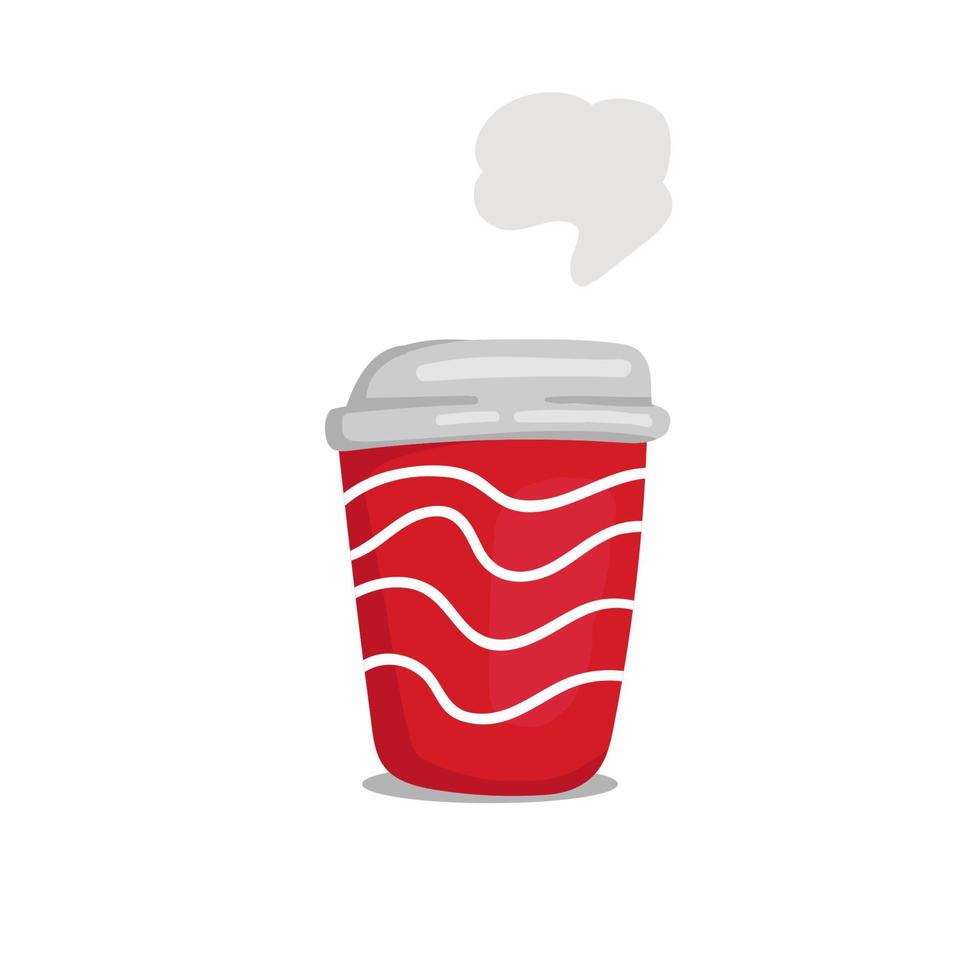 red color coffee to go cup doodle painting vector illustration