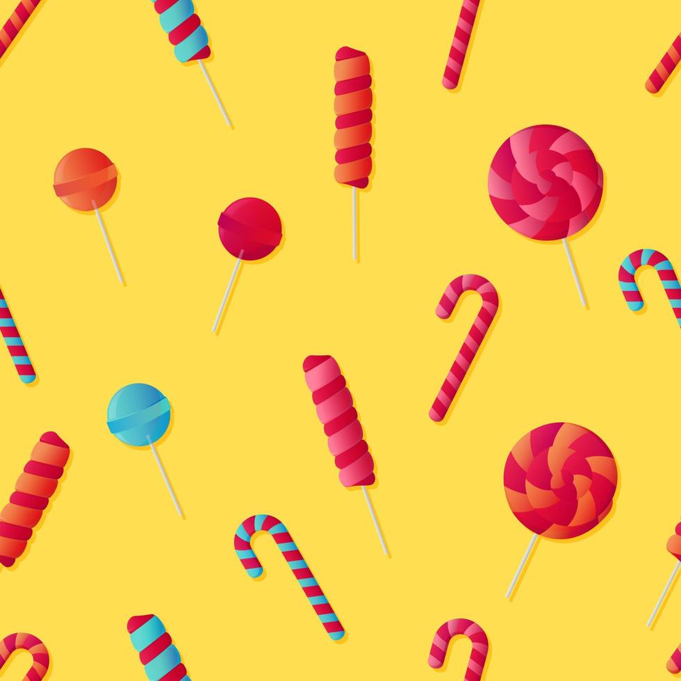 Sweet lollipop candy seamless pattern vector