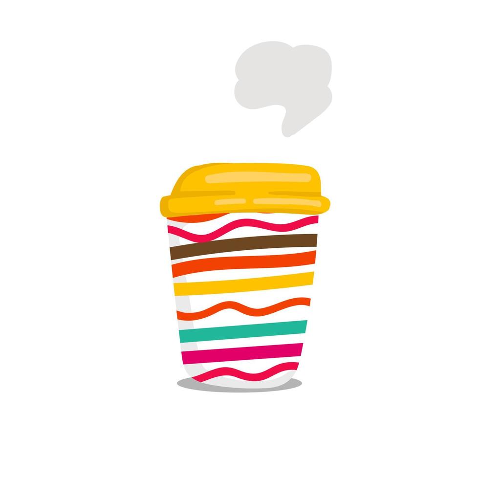 colorful rainbow stripe coffee to go cup vector illustration