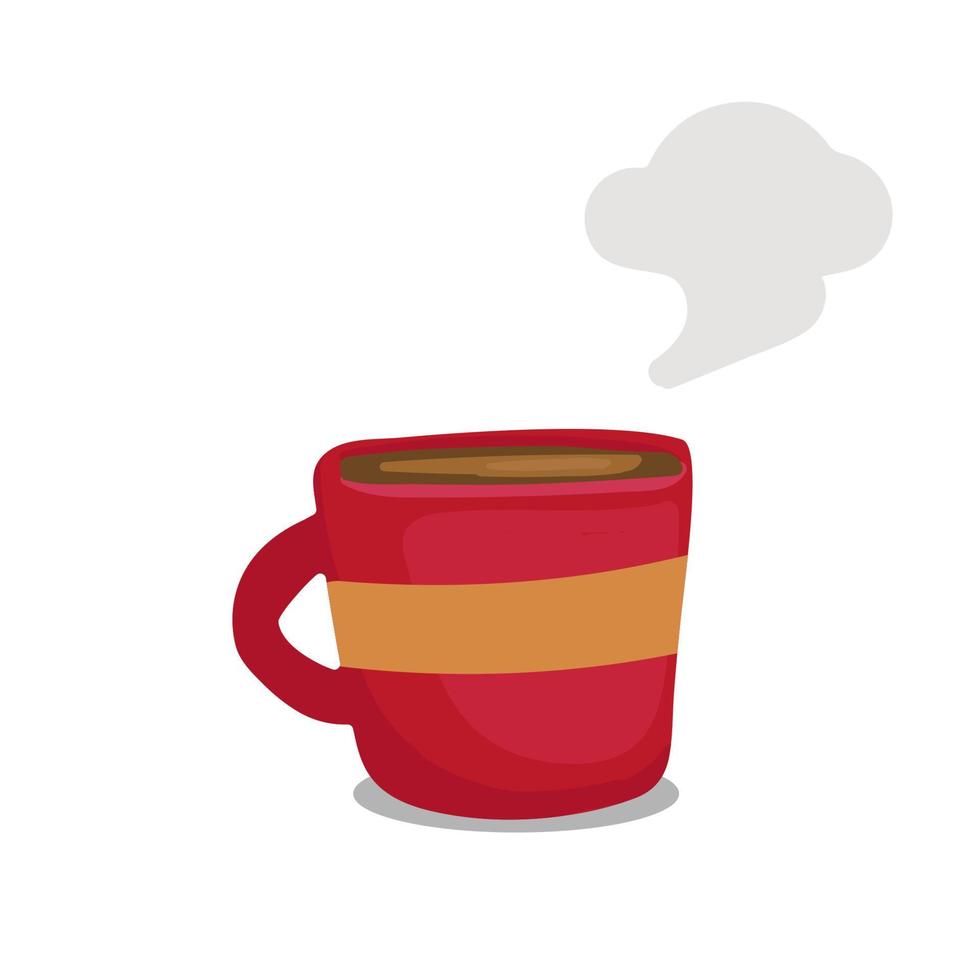 Red hot coffee or tea mug cup painting doodle vector illustration