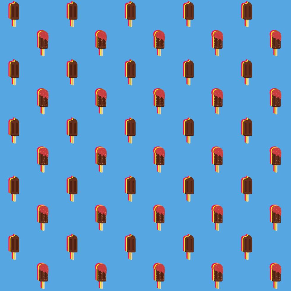 Chocolate hazelnut with strawberry sauce ice cream with colorful layered shadow seamless background pattern vector