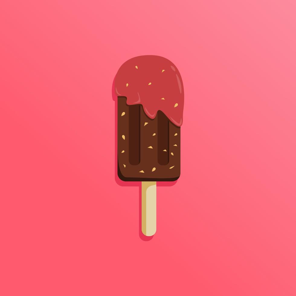 Avellana de chocolate con helado de salsa de fresa ilustración vectorial vector